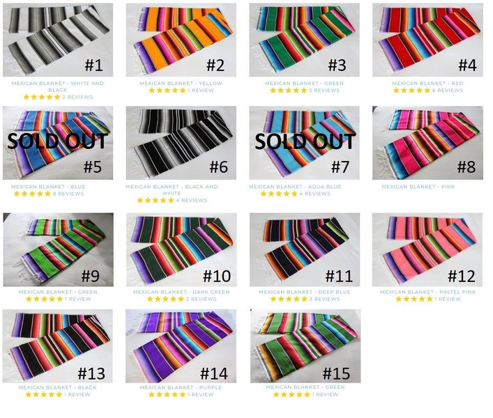 Authentic Mexican Blanket - Multiple Colour Options Carousel 2