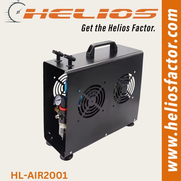 Helios - Airbrush Compressor Twin Cylinder with Tank and Cover Carousel 1