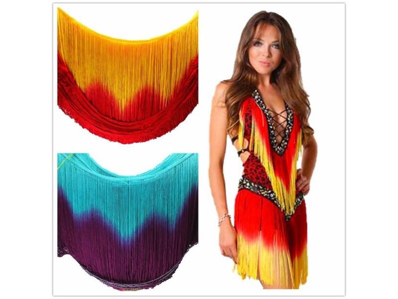 3 Yds Latin Fringe Tassel Ombre Chainette Trims For Dance Rayon Macrame 25 30CM Carousel 2