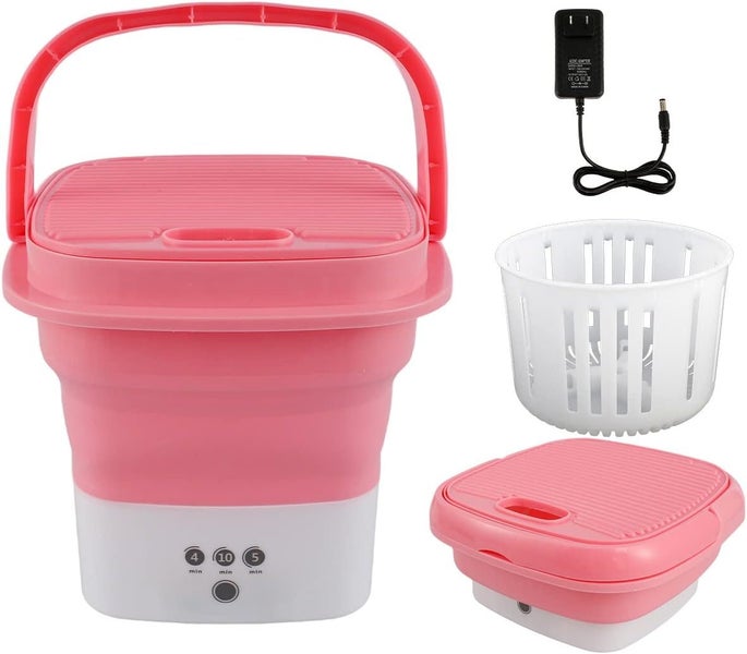 Mini Portable Washing Machine Foldable Small Laundry Machine with Drain Basket Carousel 2