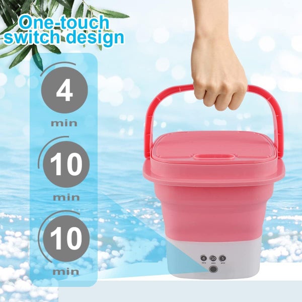 Mini Portable Washing Machine Foldable Small Laundry Machine with Drain Basket Carousel 9