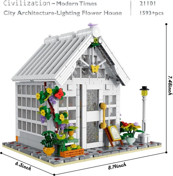 Florist Shop Building Kit-1593 Pcs bricks-Compatible with Lego Carousel 2