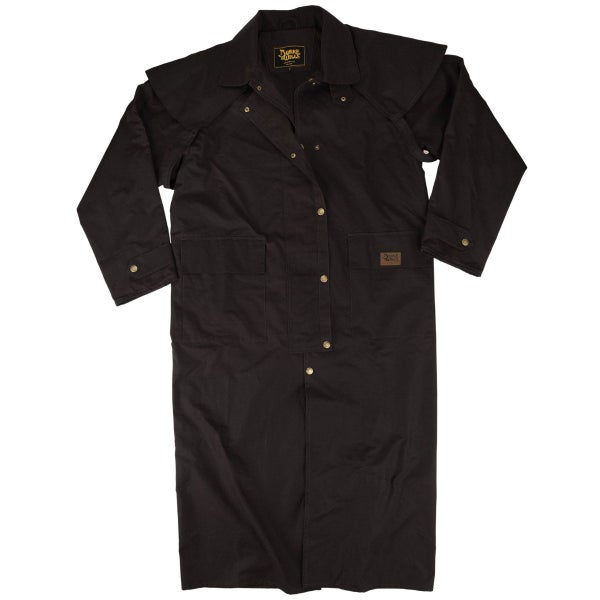 Burke & Wills Mens Brown Stockman Oilskin Long Coat Carousel 1