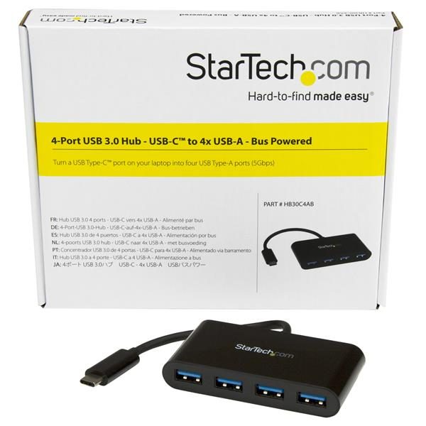 4-Port USB-C Hub - USB-C to 4x USB-A - USB 3.0 Hub - Bus Powered Carousel 2