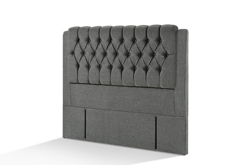 Closing DOWN SALE MASSIDY QUEEN HEADBOARD TAR GREY COLOUR FABRIC Carousel 1