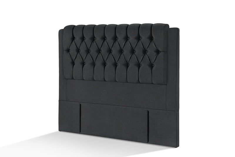MASSIDY KING HEADBOARD DEEP DARK GREY CLOSE TO BLACK COLOUR FABRIC Carousel 1