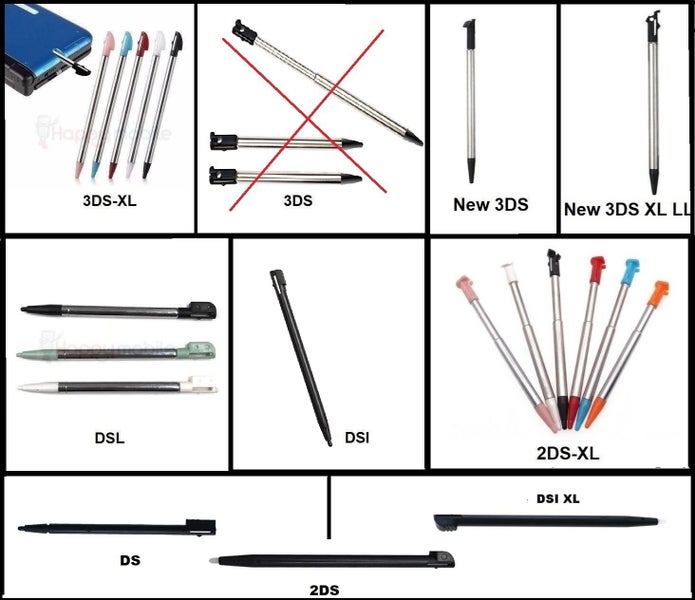 New 3DS 3DS-XL DSL DSI NDSI DSi-XL 2DS XL Nintendo Extendable Stylus Touch Pen Carousel 1