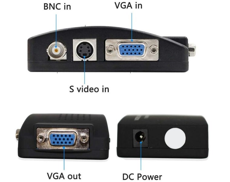 BNC to VGA Composite Video Converter S-Video Input to PC VGA Output Carousel 7