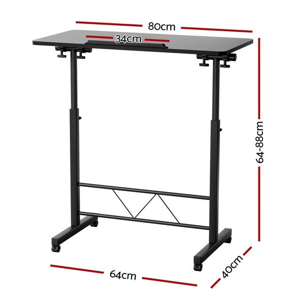 Artiss Laptop Desk Table Height Adjustable Wooden Bed Side Tables 80CM Black Carousel 2
