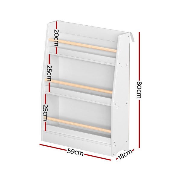 Keezi Kids Bookshelf 3 Tiers Storage Children Bookcase Organiser Display Shelf Carousel 2