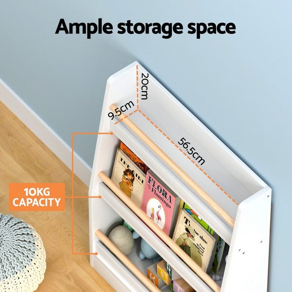 Keezi Kids Bookshelf 3 Tiers Storage Children Bookcase Organiser Display Shelf Carousel 5