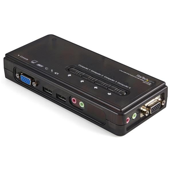 4 Port Black USB KVM Switch Kit with Cables and Audio Carousel 1