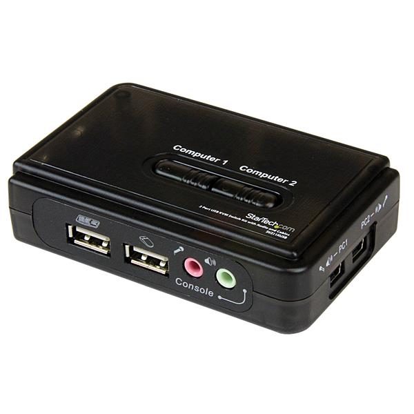 2 Port Black USB KVM Switch Kit with Audio and Cables Carousel 1