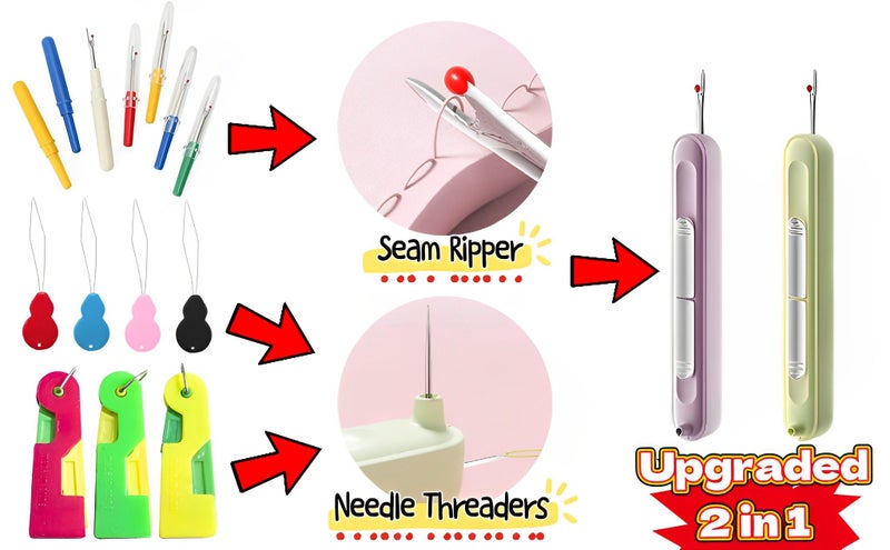 2 in 1 Automatic Needle Threaders Seam Ripper,Quilting Supplies Sewing Kit Carousel 1