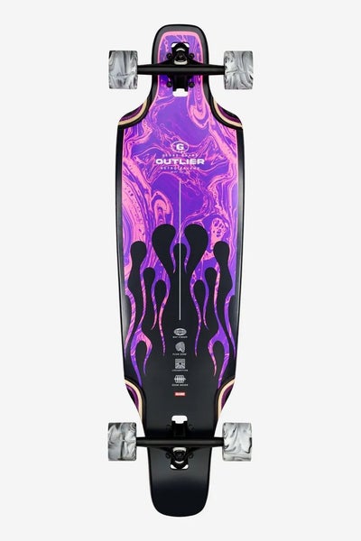 Globe Outlier Drop Through Longboard Purple Flames 36" Carousel 1