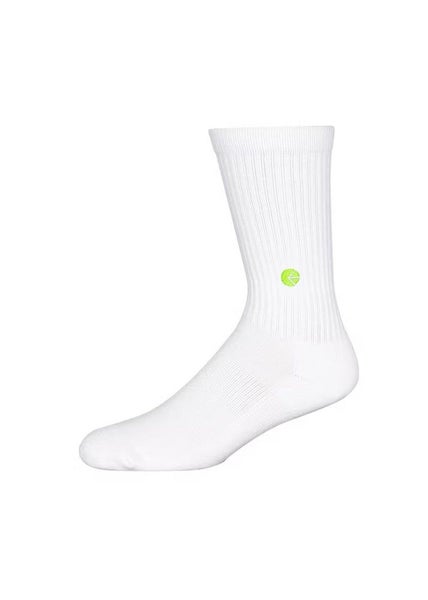 Ethika Boys White Crew Sock - Flo Green Logo Carousel 1