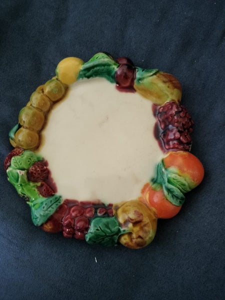 Vintage Fitz and Floyd fruit pattern lamp or candle bases Carousel 2