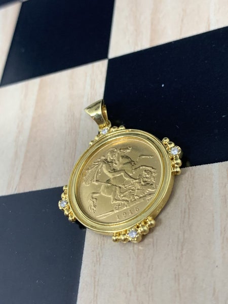 "SWEET GIFT" 1915s Half Sovereign Diamond Pendant in 9ct Pendant *SWEET CUPID* Carousel 2