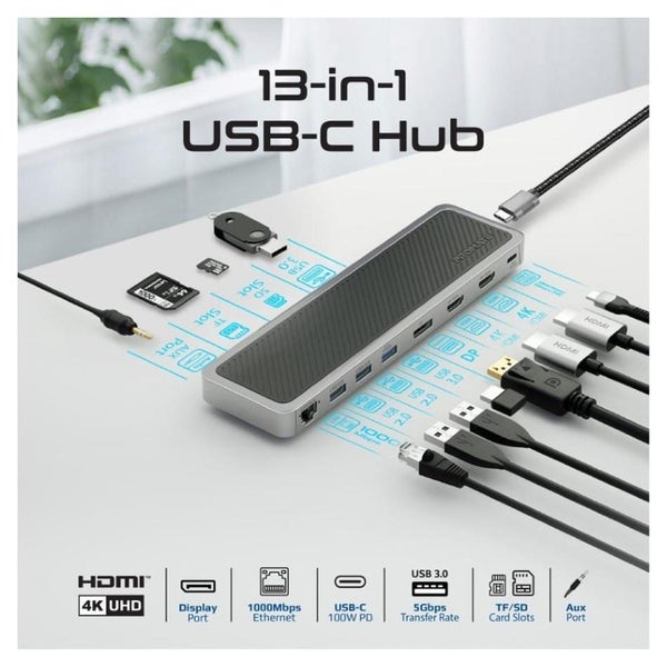Promate 12-In-1 Multi-Port Hub - Silver/Black (APEXHUB) Carousel 2