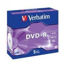 Verbatim DVD+R 16X Jewel 5pk 4.7GB Carousel 1