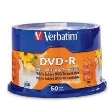 Verbatim DVD-R 4.7GB 50Pk White InkJet 16x Carousel 1