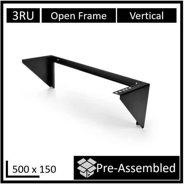 LDR Open Frame 3U Vertical Wall Mount Frame (500mm x 150mm) - Black Metal Constr Carousel 1