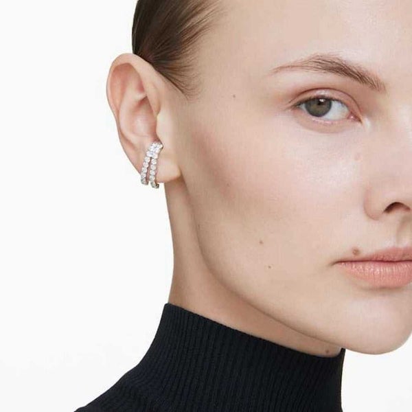 Swarovski Matrix Ear Cuffs w / Rhodium Plate White Carousel 2