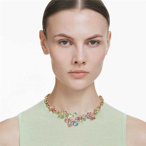 Swarovski Idyllia Flower Necklace w / Gold Tone Plate Multicoloured Carousel 2
