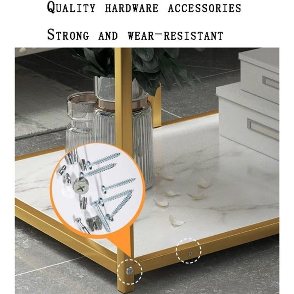 Marble Style Side Table Coffee Table (White) Carousel 2