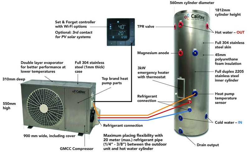 Calitec heat pump hot water system - 250 litre cylinder Carousel 3