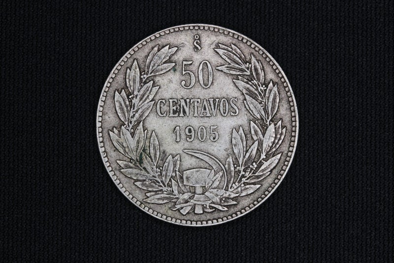 1905 CHILE 50 Centavos Coin - VF Carousel 1