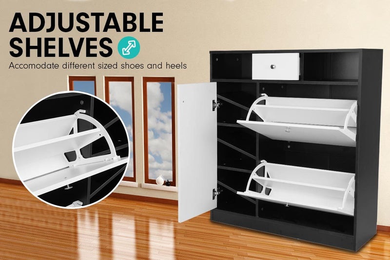 Shoe Rack Cabinet Wooden Storage Organiser Shelf Cupboard Drawer Carousel 2