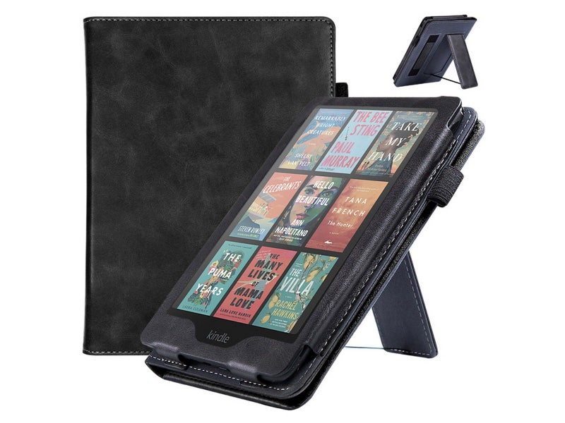 Case With Stand For Kindle Paperwhite 12th Gen PU Leather Cover Black Carousel 1