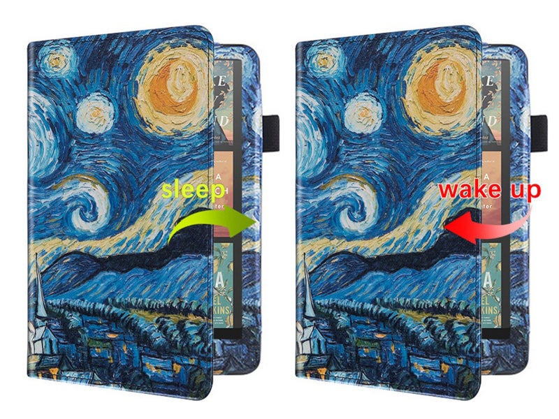 Case With Stand For Kindle Paperwhite 12th Gen PU Leather Cover Starry Sky Carousel 2