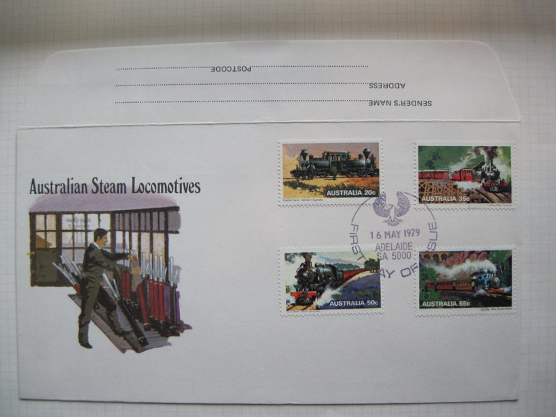 Australian Steam Locomotives 1979 (1195) 4 stamps 1st Day Cover Carousel 1