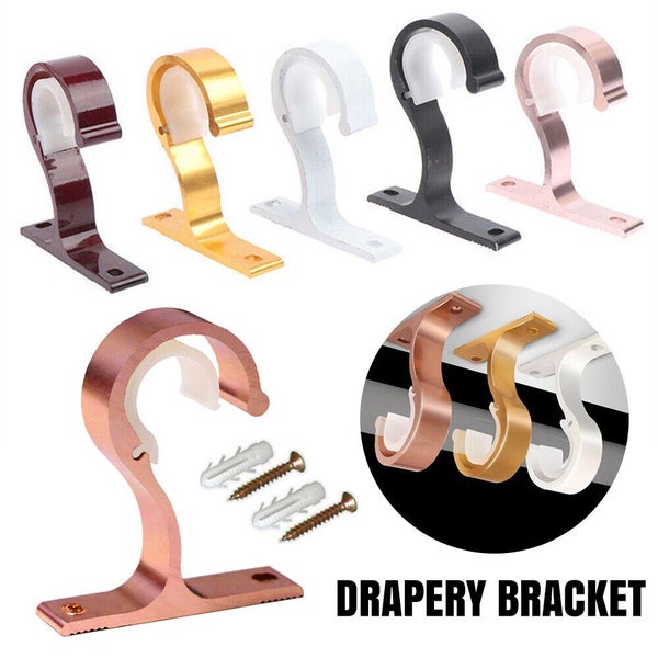 4x Bracket Hang Curtain Rod Holders Hook Room Window Frame Rod Drapery Bracket Carousel 1