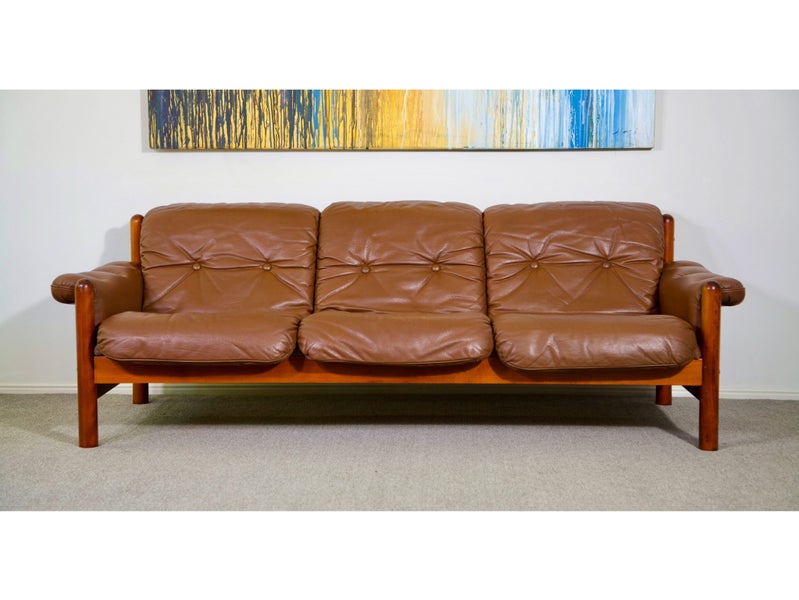Swedish Leather Sofa by Gote Mobler 1970s Carousel 9