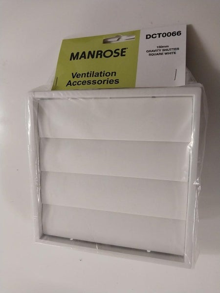EXTERIOR GRAVITY SHUTTER VENT GRILL FOR 150mm RANGEHOOD OR BATHROOM EXTRACTION Carousel 1