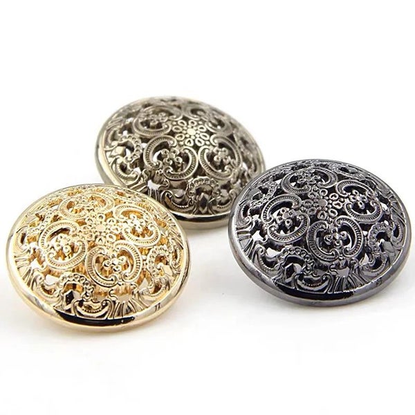 10Pcs Round Retro Hollow Carved Metal Buttons For Clothing Sewing Knitting Su... Carousel 2