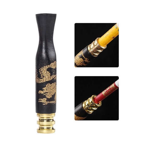 Dual Use Ebony Carving Dragon Filter Cigarette Holder Healthy Smoking Exquisite Carousel 1