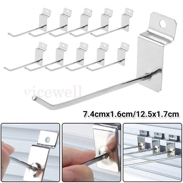 20pcs BULK Slatwall Hooks 150mm 100mm Slat Wall Grooved Panel Hook 3.2MM Carousel 1