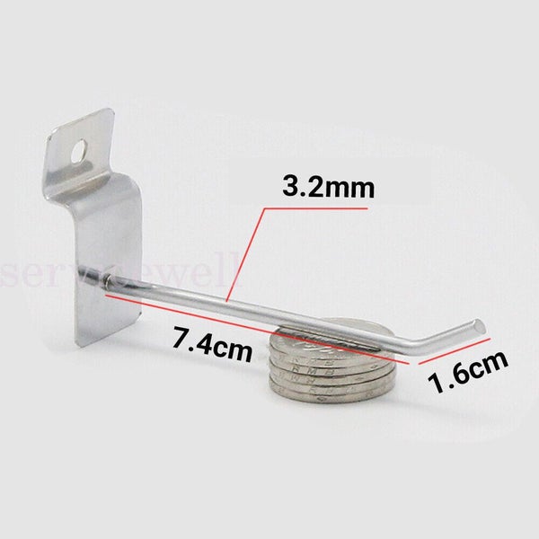 20pcs BULK Slatwall Hooks 150mm 100mm Slat Wall Grooved Panel Hook 3.2MM Carousel 15