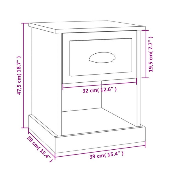 Bedside Cabinets 2 Pcs Concrete Grey 39X39X47.5 Cm Engineered Wood Noloti Carousel 2