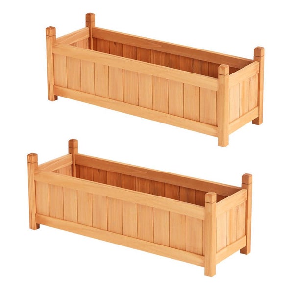 2 X Garden Bed 90X30X33Cm Wooden Planter Box Raised Container Growing Carousel 1
