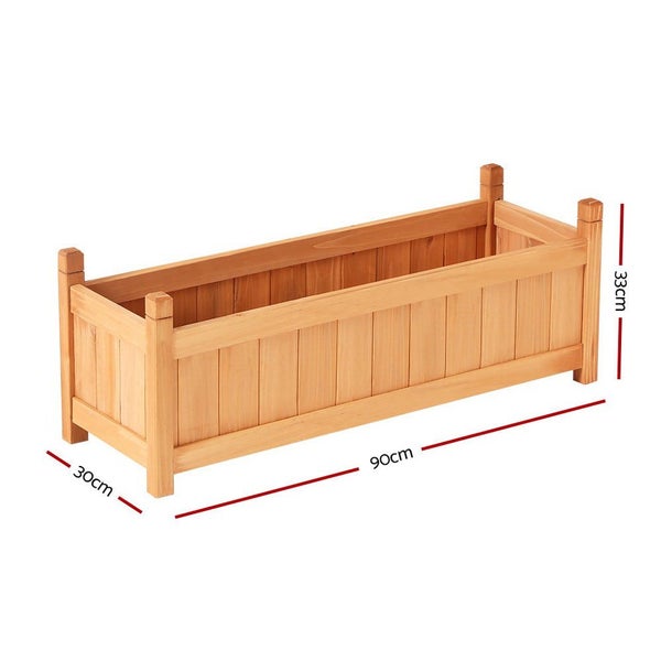 2 X Garden Bed 90X30X33Cm Wooden Planter Box Raised Container Growing Carousel 2