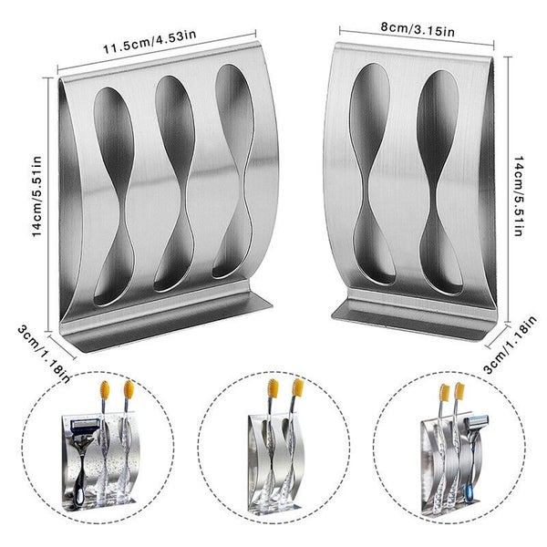 Toothbrush Wall Mount Holder Stainless Steel Suction Cups Bathroom Organizer Carousel 2