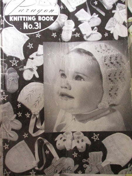 KNIT PARAGON Knitting Book No. 31~ "Bonnets Booties Beanies & Mittens"~ to Knit! Carousel 1