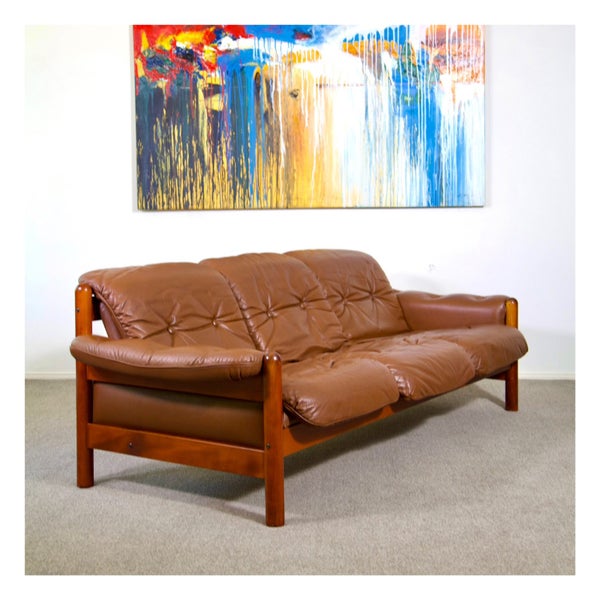 Swedish Leather Sofa by Gote Mobler 1970s Carousel 2