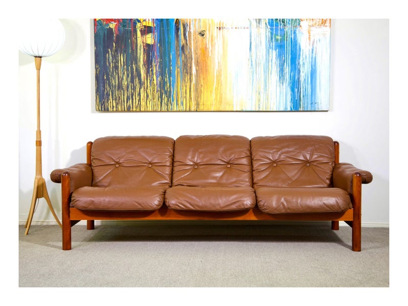 Swedish Leather Sofa by Gote Mobler 1970s Carousel 1