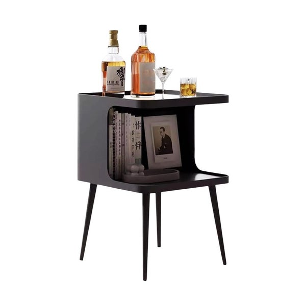 Metal Bedside Table Nightstand -Black Carousel 1